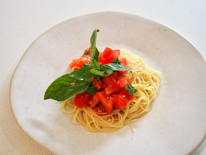 Capellini with tomatoes, basil and Shio Koji